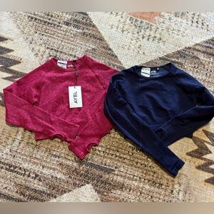 AYBL NWT Evolve Speckle Seamless Long Sleeve Crop Top in Raspberry & Royal Blue